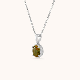 Necklace in sterling silver with champagne yellow Diaspore, side view
