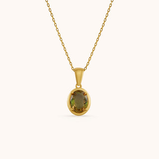 Necklace in gold-plated sterling silver with champagne yellow Diaspore, front view