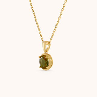 Necklace in gold-plated sterling silver with champagne yellow Diaspore, side view