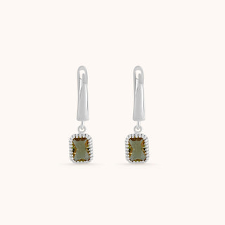 Earring in sterling silver with champagne yellow Diaspore, side view