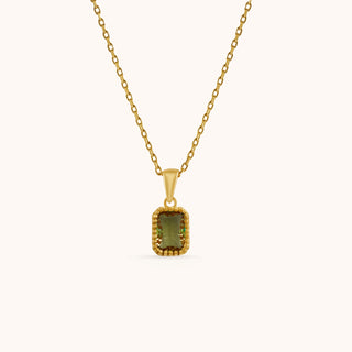 Necklace in gold-plated sterling silver with champagne yellow Diaspore, front view