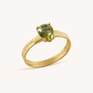 Ring in gold-plated sterling silver with kiwi green Diaspore, side view