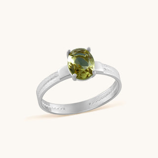 Ring in sterling silver with kiwi green Diaspore, side view