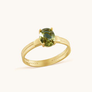 Ring in gold-plated sterling silver with kiwi green Diaspore, side view