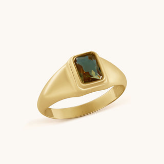 Ring in gold-plated sterling silver with champagne yellow Diaspore, side view