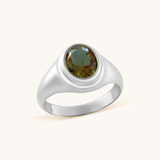 Ring in sterling silver with champagne yellow Diaspore, side view