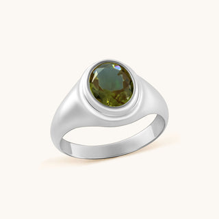 Ring in sterling silver with kiwi green Diaspore, side view