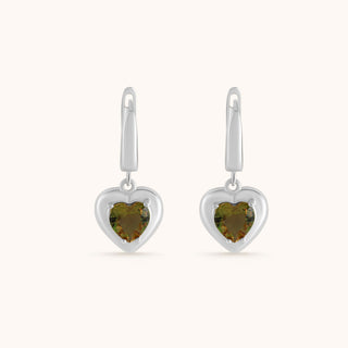 Earring in sterling silver with champagne yellow Diaspore, side view