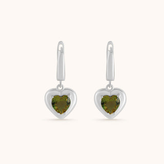 Earring in sterling silver with kiwi green Diaspore, side view