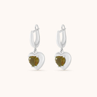Earring in sterling silver with champagne yellow Diaspore, side view