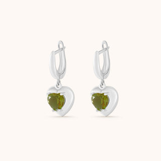 Earring in sterling silver with kiwi green Diaspore, side view