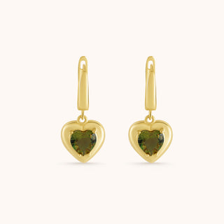 Earring in gold-plated sterling silver with kiwi green Diaspore, side view