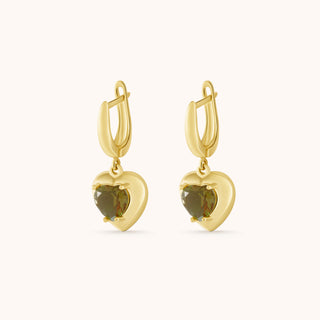 Earring in gold-plated sterling silver with champagne yellow Diaspore, side view