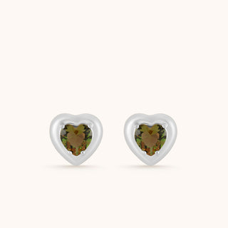 Earring in sterling silver with champagne yellow Diaspore, side view