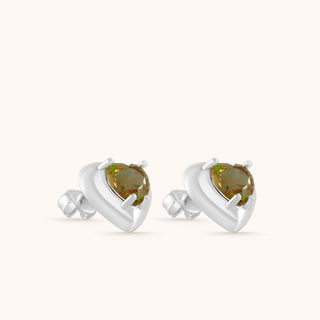 Earring in sterling silver with champagne yellow Diaspore, side view