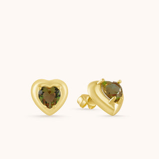 Earring in gold-plated sterling silver with champagne yellow Diaspore, close-up detail