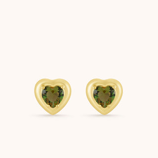Earring in gold-plated sterling silver with kiwi green Diaspore, side view