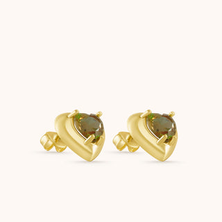 Earring in gold-plated sterling silver with champagne yellow Diaspore, side view