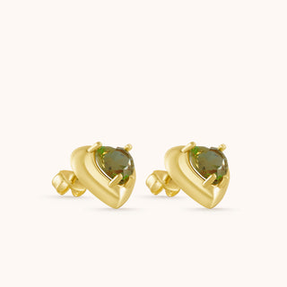 Earring in gold-plated sterling silver with kiwi green Diaspore, side view