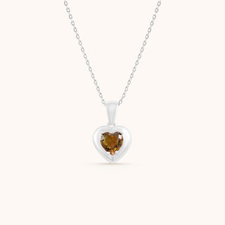 Necklace in sterling silver with champagne yellow Diaspore, front view