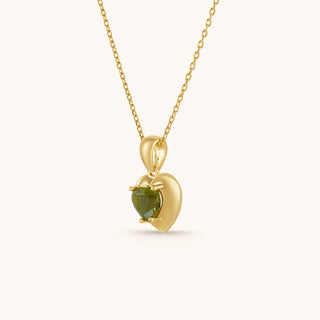Necklace in gold-plated sterling silver with kiwi green Diaspore, side view
