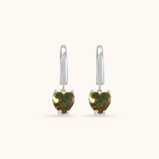 Earring in sterling silver with champagne yellow Diaspore, side view