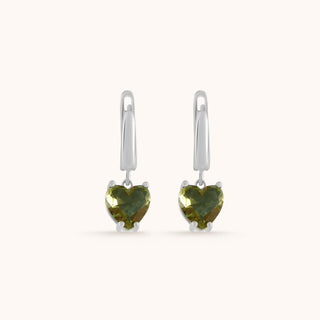 Earring in sterling silver with kiwi green Diaspore, side view