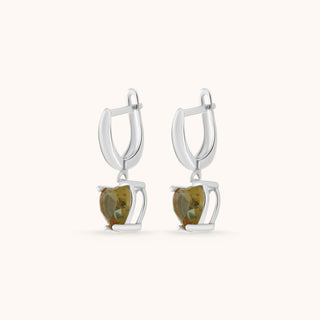 Earring in sterling silver with champagne yellow Diaspore, side view