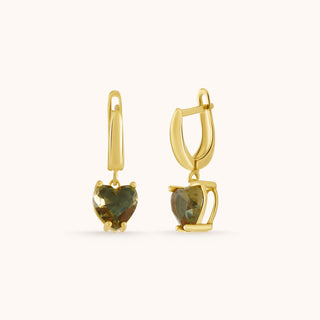 Earring in gold-plated sterling silver with champagne yellow Diaspore, close-up detail