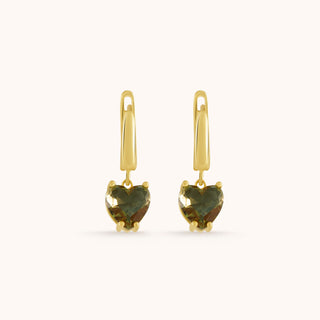 Earring in gold-plated sterling silver with champagne yellow Diaspore, side view
