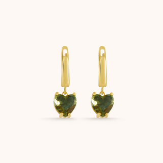 Earring in gold-plated sterling silver with kiwi green Diaspore, side view