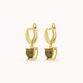 Earring in gold-plated sterling silver with champagne yellow Diaspore, side view