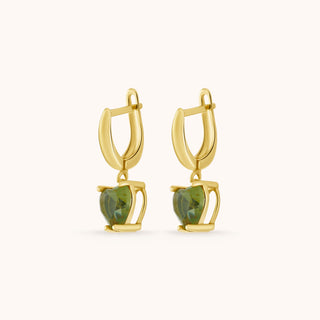 Earring in gold-plated sterling silver with kiwi green Diaspore, side view
