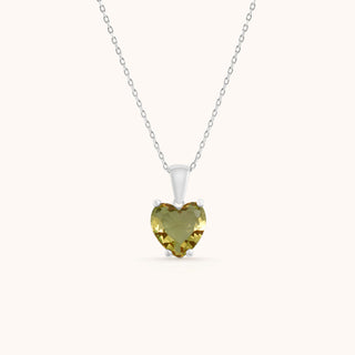 Necklace in sterling silver with kiwi green Diaspore, front view