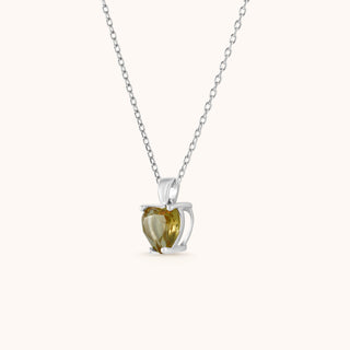 Necklace in sterling silver with champagne yellow Diaspore, side view