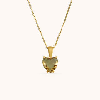 Necklace in gold-plated sterling silver with champagne yellow Diaspore, front view