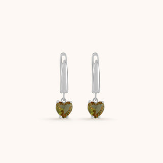 Earring in sterling silver with champagne yellow Diaspore, side view