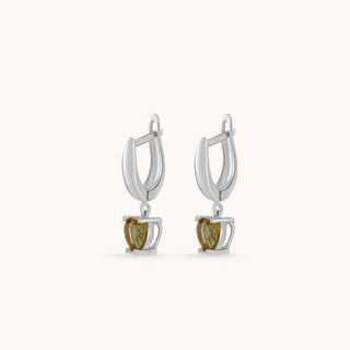 Earring in sterling silver with champagne yellow Diaspore, side view