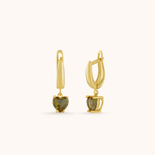 Earring in gold-plated sterling silver with champagne yellow Diaspore, close-up detail