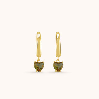 Earring in gold-plated sterling silver with champagne yellow Diaspore, side view