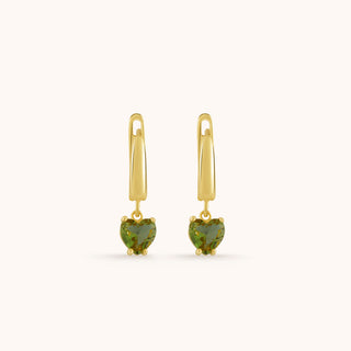 Earring in gold-plated sterling silver with kiwi green Diaspore, side view