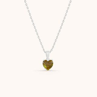 Necklace in sterling silver with champagne yellow Diaspore, front view