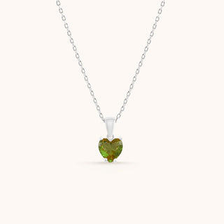 Necklace in sterling silver with kiwi green Diaspore, front view