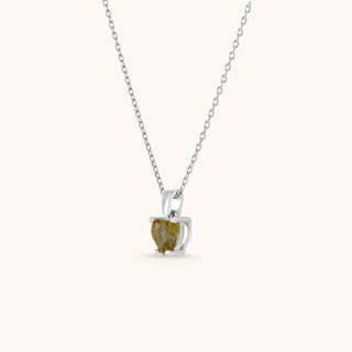 Necklace in sterling silver with champagne yellow Diaspore, side view