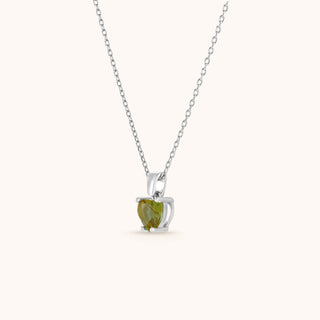 Necklace in sterling silver with kiwi green Diaspore, side view