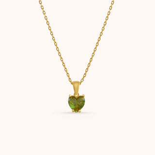 Necklace in gold-plated sterling silver with kiwi green Diaspore, front view