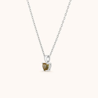 Necklace in sterling silver with champagne yellow Diaspore, side view