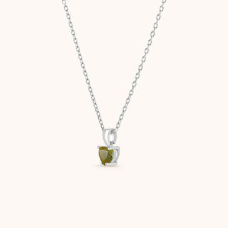 Necklace in sterling silver with kiwi green Diaspore, side view