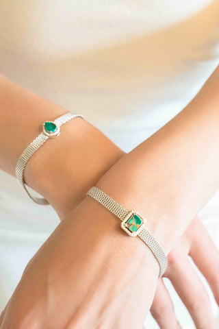Turquoise Mesh Bracelet, Pear-Cut