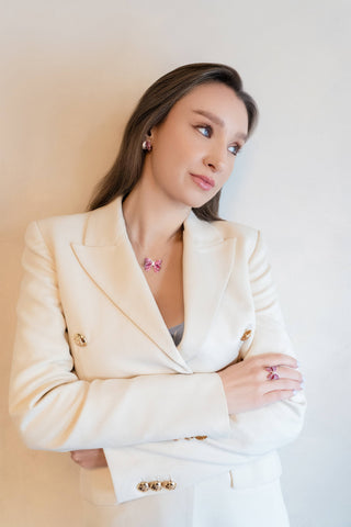Amora Sparkling Ruby Bow Necklace
